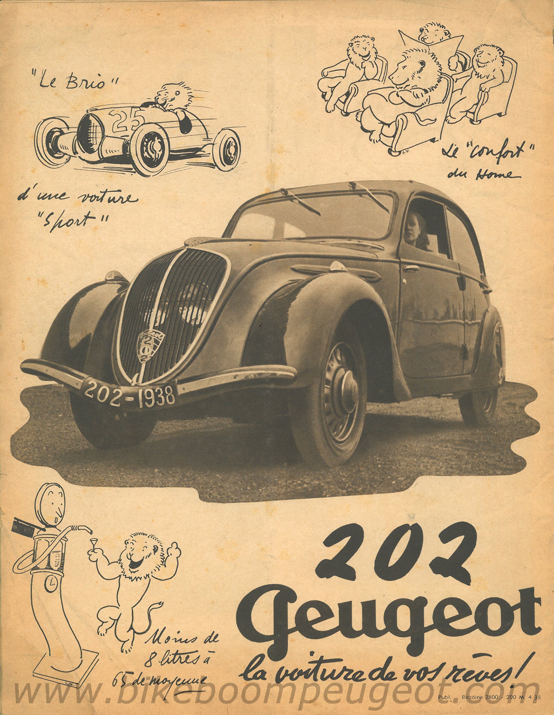 Tarif Peugeot Original De 1938 – Brochure Catalogue 8 Pages